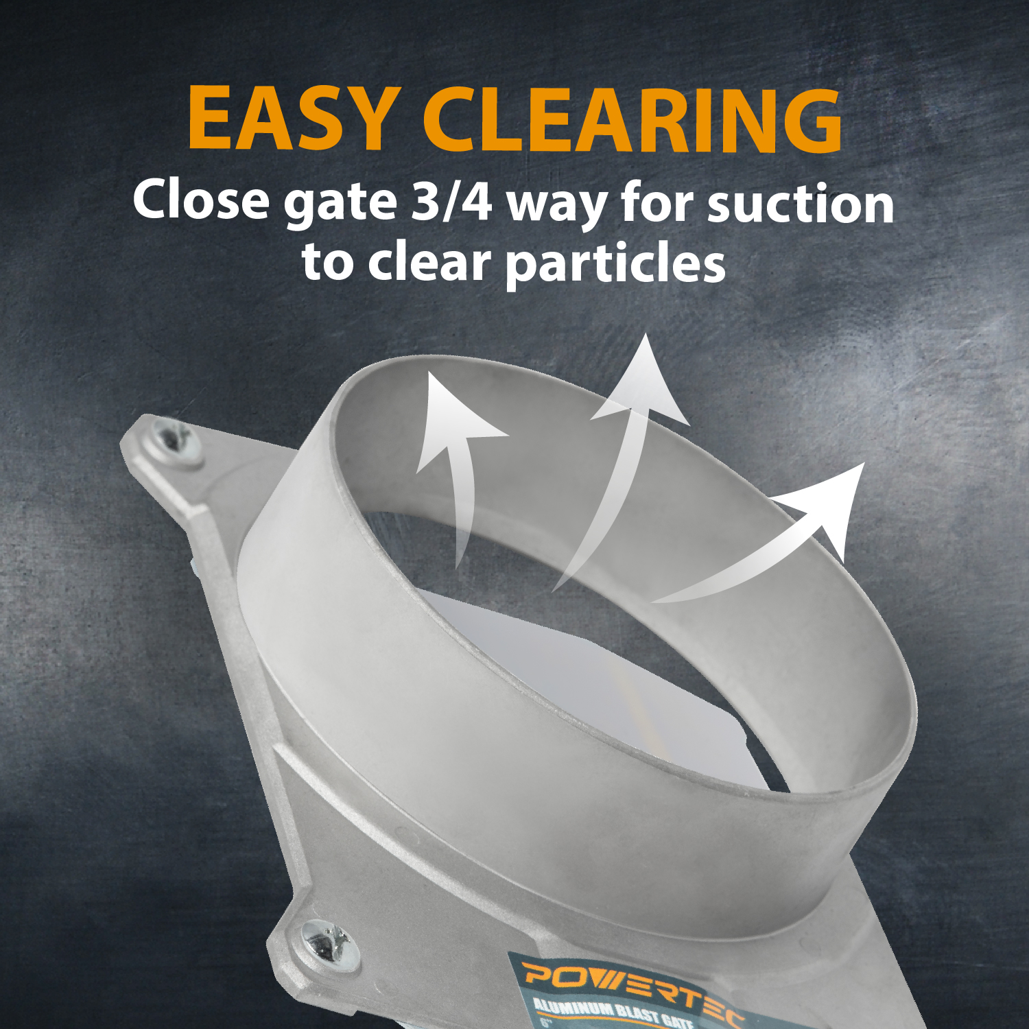 70396 6 inch Aluminum Blast Gate w/Anti Clog and Air Leak Seal for