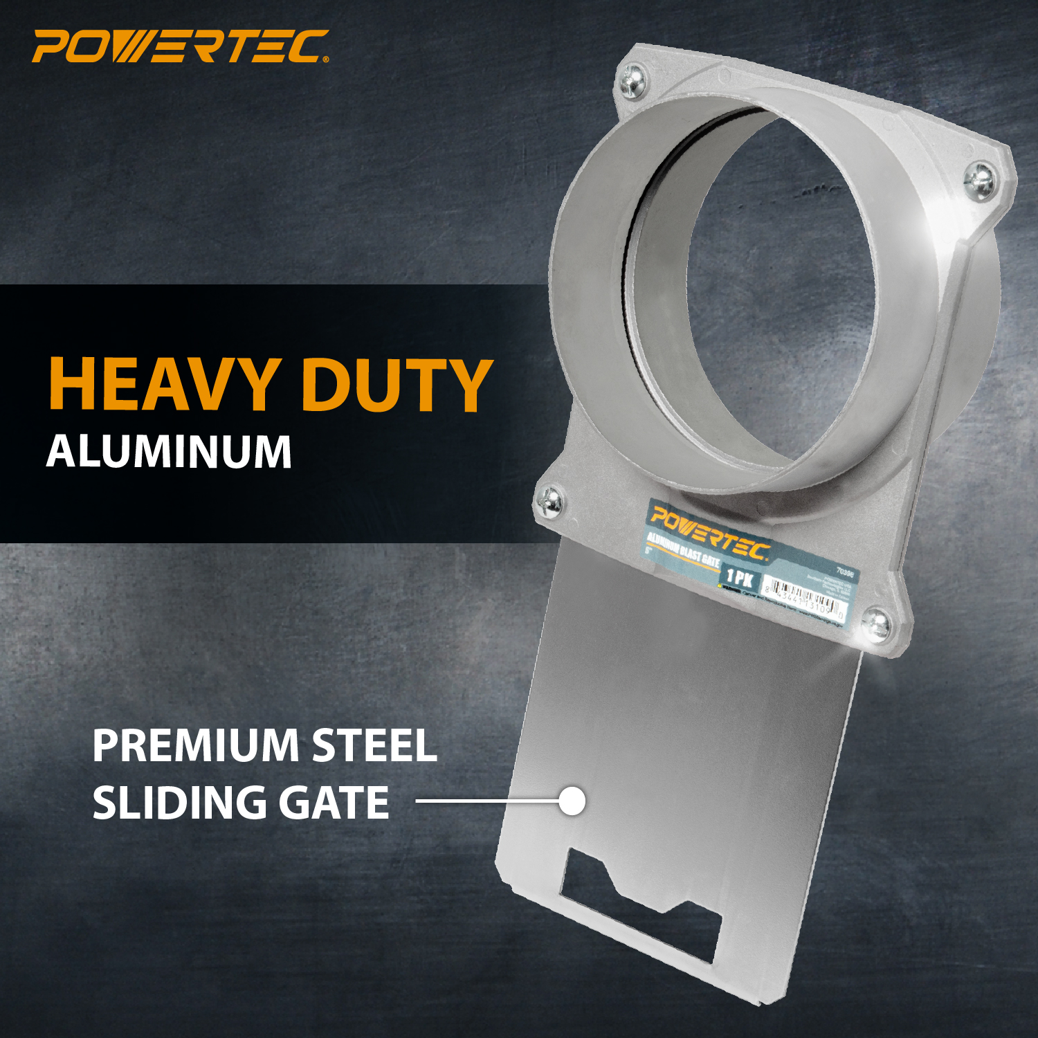 70396 6 inch Aluminum Blast Gate w/Anti Clog and Air Leak Seal for