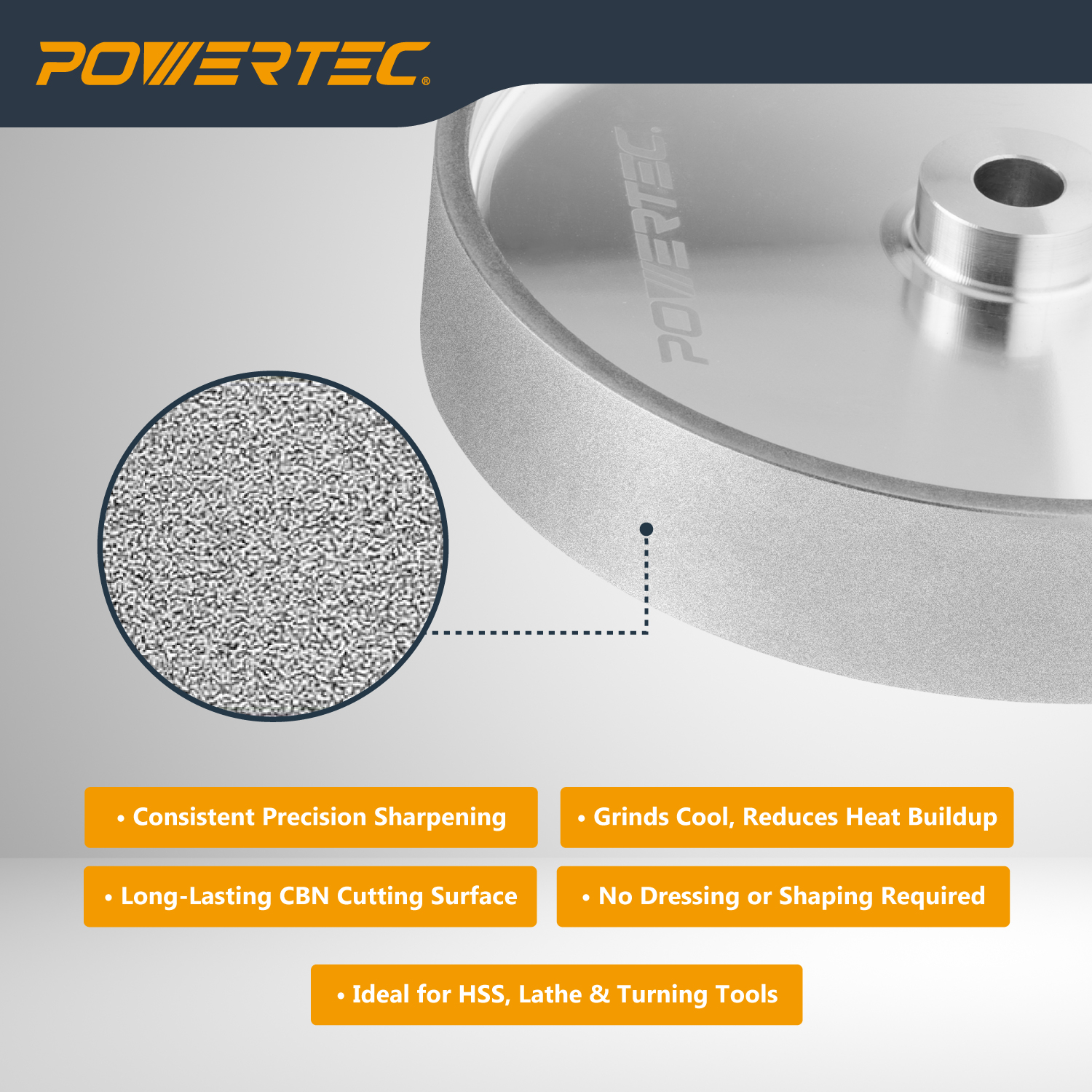 CBN Grinding Wheel 4-in-1 - 8" Diameter, 1.25" Wide, 5/8" Bore, 180 Grit, Aluminum Body For Sharpening Tools 8 Inch CBN Wheel - View #8