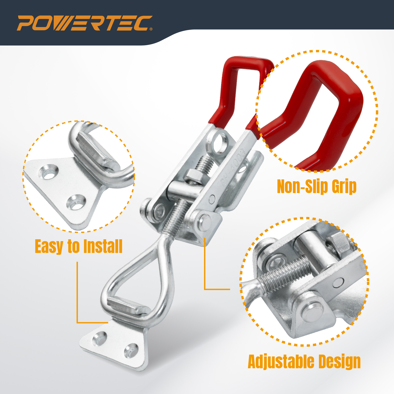 Pull-Action Latch Toggle Clamp, 1320 lbs, 4003 - POWERTEC