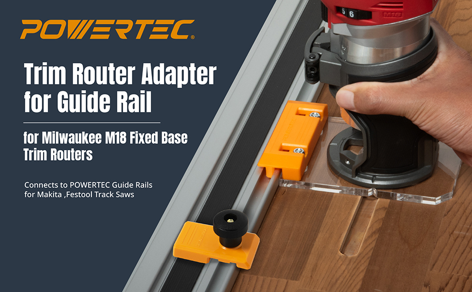 ToolCurve Milwaukee Router Guide Rail Adapter - Track Saw Compatible Trim Router Attachment