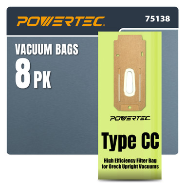 75138 Oreck Type CC Bags, 8pk, MERV 16, XL/U2000 Fit