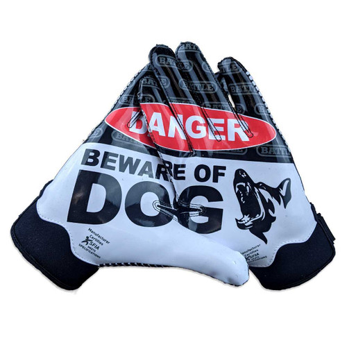 Black; Beware of Dog Doom 1.0 Receiver Football Gloves