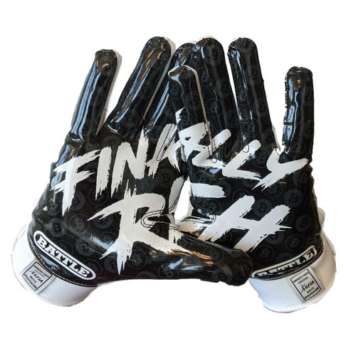 White; Finally Rich Receiver Football Gloves - Adult & Youth