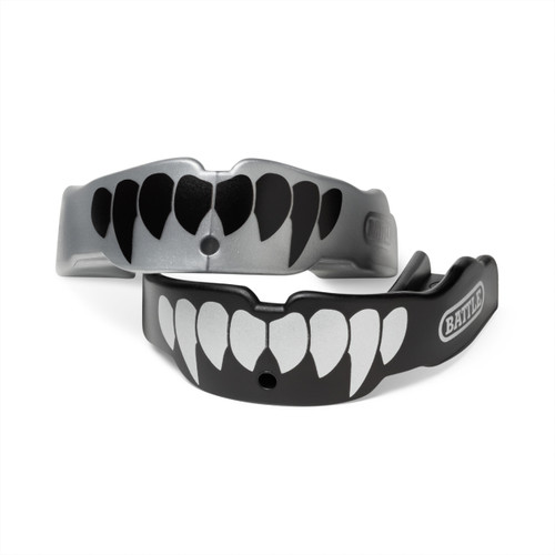 Black/Silver; Fangs Custom Football Mouth Guard