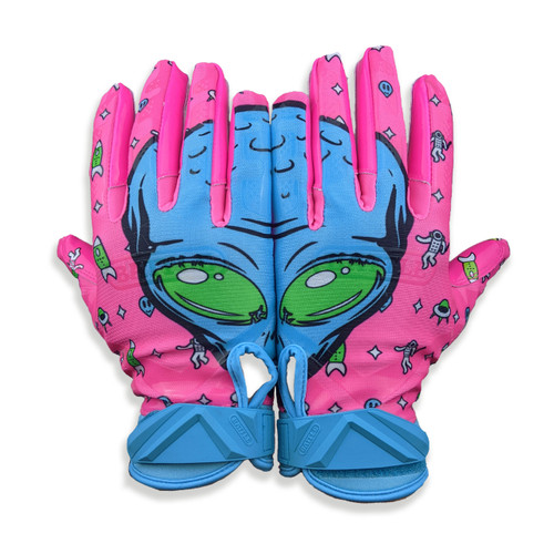 Pink; Alien Cloaked Adult & Youth Gloves For Football