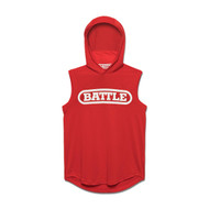 Red/White; Battle Sports Light Action Face Mask Sleeveless Hoodie