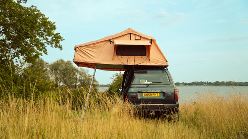 Apex4WD Foldout 3 Person Roof Top Camping Tent Khaki Beige Overland Camp 4x4
