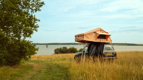 Apex4WD Foldout 3 Person Roof Top Camping Tent Khaki Beige Overland Camp 4x4