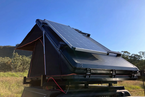 Aluminium Roof Top Tent With SOLAR PANEL Pop-Up 2 Person Camping Tent Black Metal Aluminium Roof Top Tent With SOLAR PANEL Pop-Up 2 Person Camping Tent Black Metal