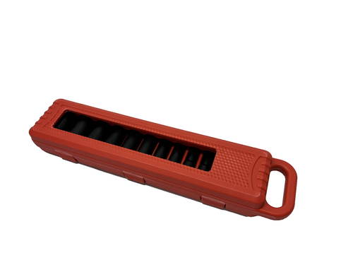 NEW 13pcs 1/2'' Deep Impact Socket Tool Set in Red Plastic Carry Box Mechanic