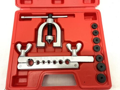 9 PC DOUBLE FLARING FLARE TOOL KIT BRAKE BRAKING LINE PIPE PIPEWORK SET IN CASE