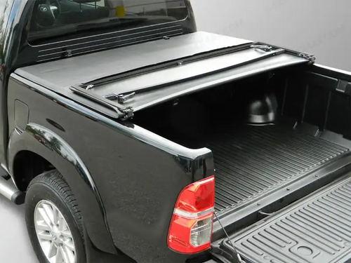 BLACK TRI-FOLD SOFT TONNEAU TRUCK BED COVER for MITSUBISHI L200 (2015+) Mk7