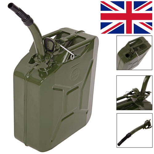 Jerry Can 20L Fuel Oil Diesel Petrol Storage Container Metal Spout Portable UK