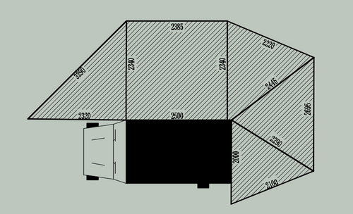 APEX4WD Awning 270 Degree XL 2.5m Right Black Grey Car 4x4 270XL Overland Cover APEX4WD Awning 270 Degree XL 2.5m Right Black Grey Car 4x4 270XL Overland Cover