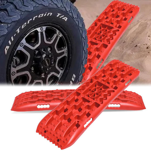 2x RED Recovery Traction Boards Sand Ladder Mud Snow Plastic Set Pair JACK BASE