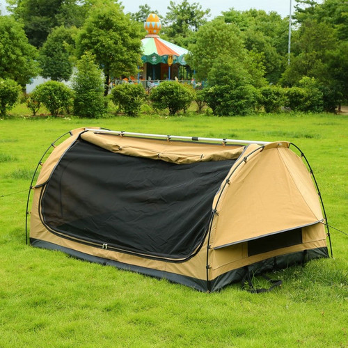 Deluxe Double Swag Tent by APEX4WD - 2 Man Khaki Dome Double Outdoor Camping 4x4