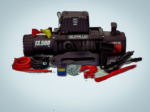 SUPALUX 13500lb 12v Electric Recovery Winch Synthetic Rope IP67 6.5hp 4x4 NEW