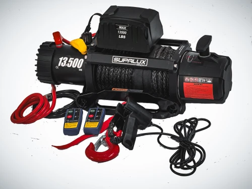 SUPALUX 13500lb 12v Electric Recovery Winch Synthetic Rope IP67 6.5hp 4x4 NEW