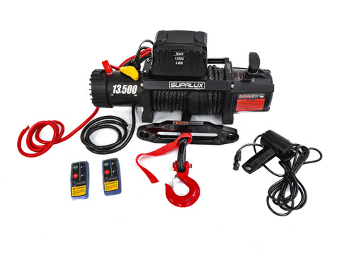 SUPALUX 13500lb 12v Electric Recovery Winch Synthetic Rope IP67 6.5hp 4x4 NEW