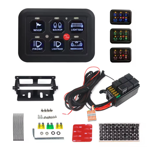 12V 6 Gang Switch Panel Control LED Auxiliary System Car Truck 4x4 Light Bar