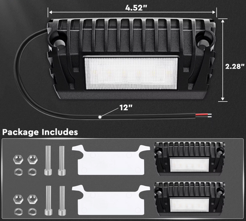 2x White Amber Scene Light Side Mount Flood 12v Camper RV Overland Wash Dual