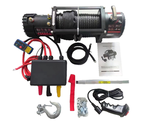 ELECTRIC WINCH 12v 13500lbs SYNTHETIC TRADE CARBON RECOVERY HEAVY DUTY -UK STOCK
