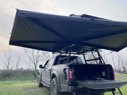 Apex4WD LED BLACK 270-Degree Awning - LEFT Side Expedition Fold-out Vehicle Camping Tent