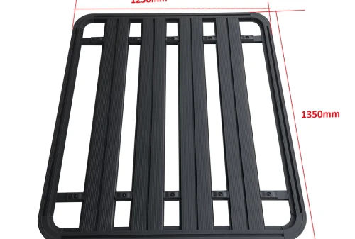 Aluminium Roof Rack 135x125cm Black - Slimline Fitment Flat Slim -Roof Cage ONLY