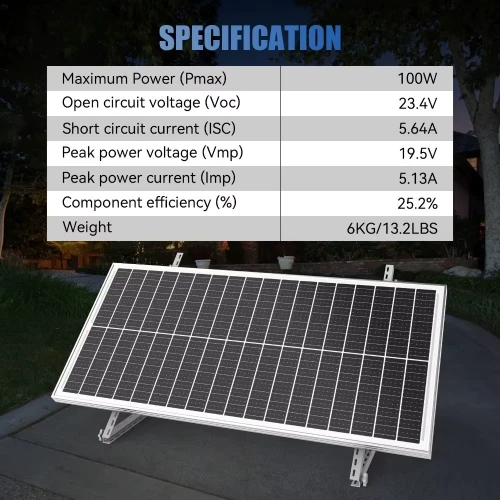 100W Rigid Solar Panel 12.8V N-Type for RV Camper 4x4 Camping 18BB IP68 Roof