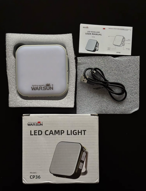 Warsun CP36 Camping Light - Rechargeable USB C Outdoor Portable Camp 4x4 Hanging Lights