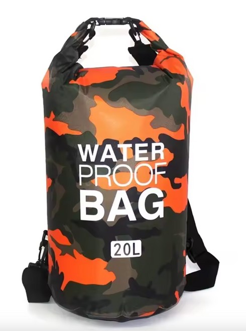 Camo Waterproof Dry Bag - 10L & 20L - Heavy Duty Storage Bag for Camping, Boating, Kayaking, SUP, 4x4, Off Road, Travel, Adventure