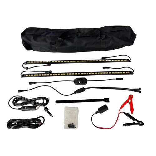 12V LED Camping Light Kit – 2x Dual Colour Bars, Amber & Cool White 6500K, IP67 Waterproof with Dimmer