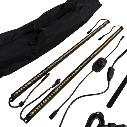12V LED Camping Light Kit – 2x Dual Colour Bars, Amber & Cool White 6500K, IP67 Waterproof with Dimmer