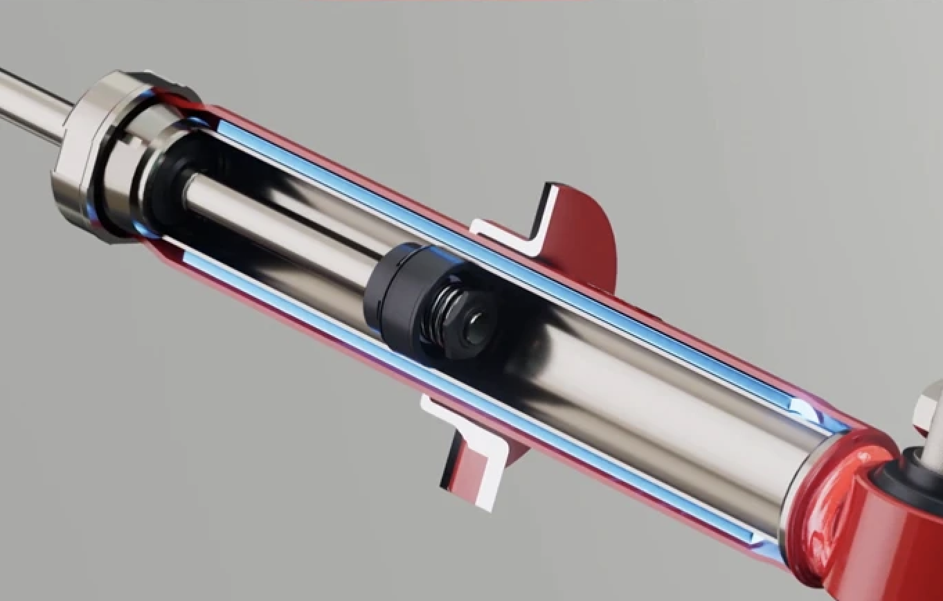 Cutaway of a Pedders Foam Cell shock absorber