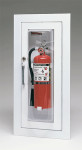 Close-up of Cameo Series Bubble Fire Extinguisher Cabinet, showing 180° visibility.
