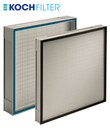 Koch Filter 22-1/4x22-1/4x4-3/4 BioMax CS Minipleat HEPA Filter with 99.999% ULPA efficiency and secure gel seal.