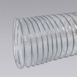 Nikro 860245 Heavy Duty Clear PVC Flex Duct, 8" x 25 ft, fully extended for industrial use.