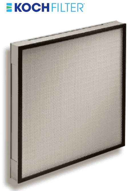 Koch Filter 24x24x2-3/4 BioMax CS Minipleat HEPA filter featuring a robust metal frame and 99.999% H14 absolute efficiency.