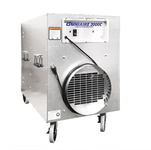 OMNIAIRE OA2000C Negative Air Machine with 99.97% HEPA filtration, 1600 CFM airflow, and durable galvanized steel housing.