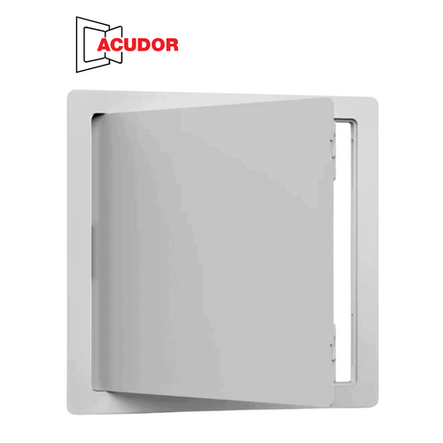 Acudor PA-3000 Plastic Reversible Access Door: Flush drywall panel, UV-stabilized, paintable white finish.