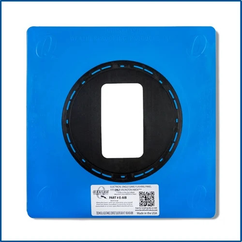 Quickflash E-AIB Flashing Panel seals Arlington INBOX electrical box weatherproofing.