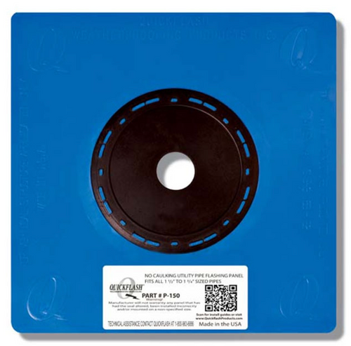 Quickflash P-150 moisture protection system for gas line and plumbing flashing panel.
