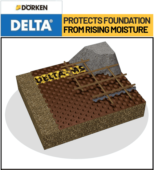 DELTA-MS Underslab 7.0 ft x 65.6 ft | 459.2 sqft Roll for Moisture Protection (4 Roll Minimum)