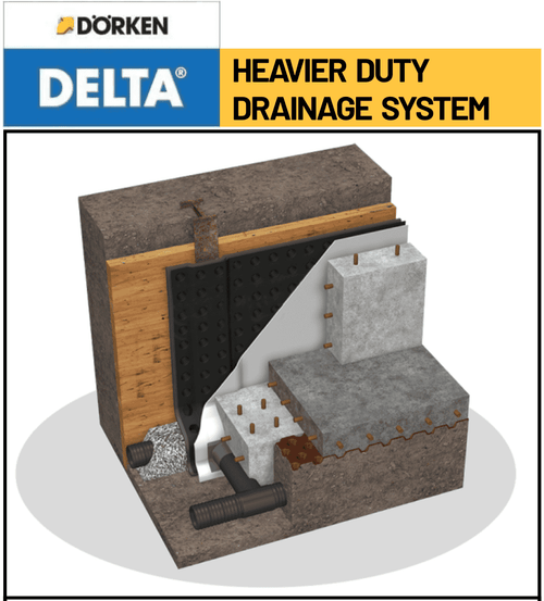 DELTA-DRAIN 6000 HI-X heavy-duty foundation drainage membrane.