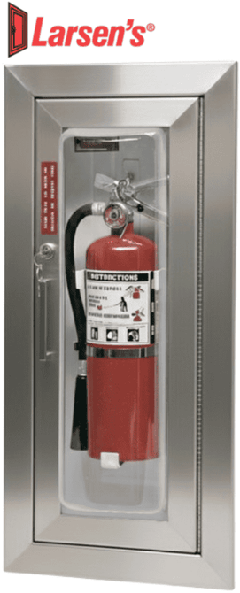Larsen's Cameo STAINLESS STEEL Bubble Fire Extinguisher Cabinet - Surface Mount.