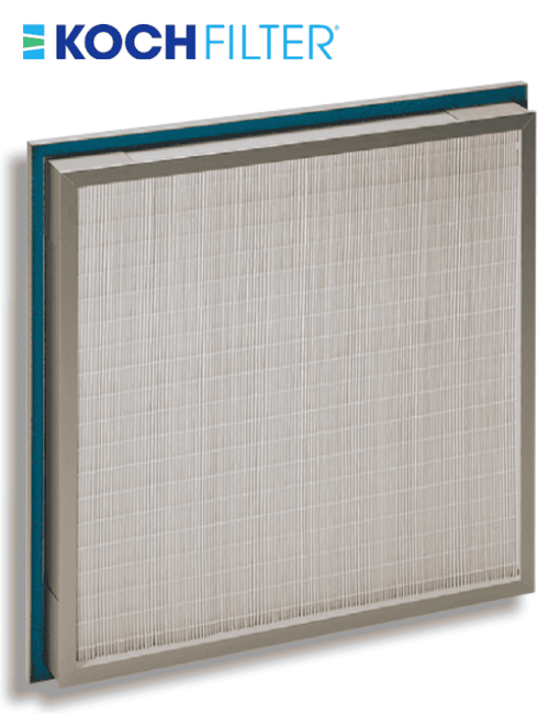 Koch Filter 21-5/8x19-7/8x2-7/8 Minipleat HEPA with leak-proof gel seal.