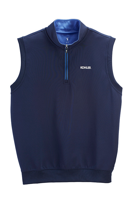 MEN'S FAIRWAY & GREENE NAVY VEST. KOHLER® LOGO EXCLUSIVELY.