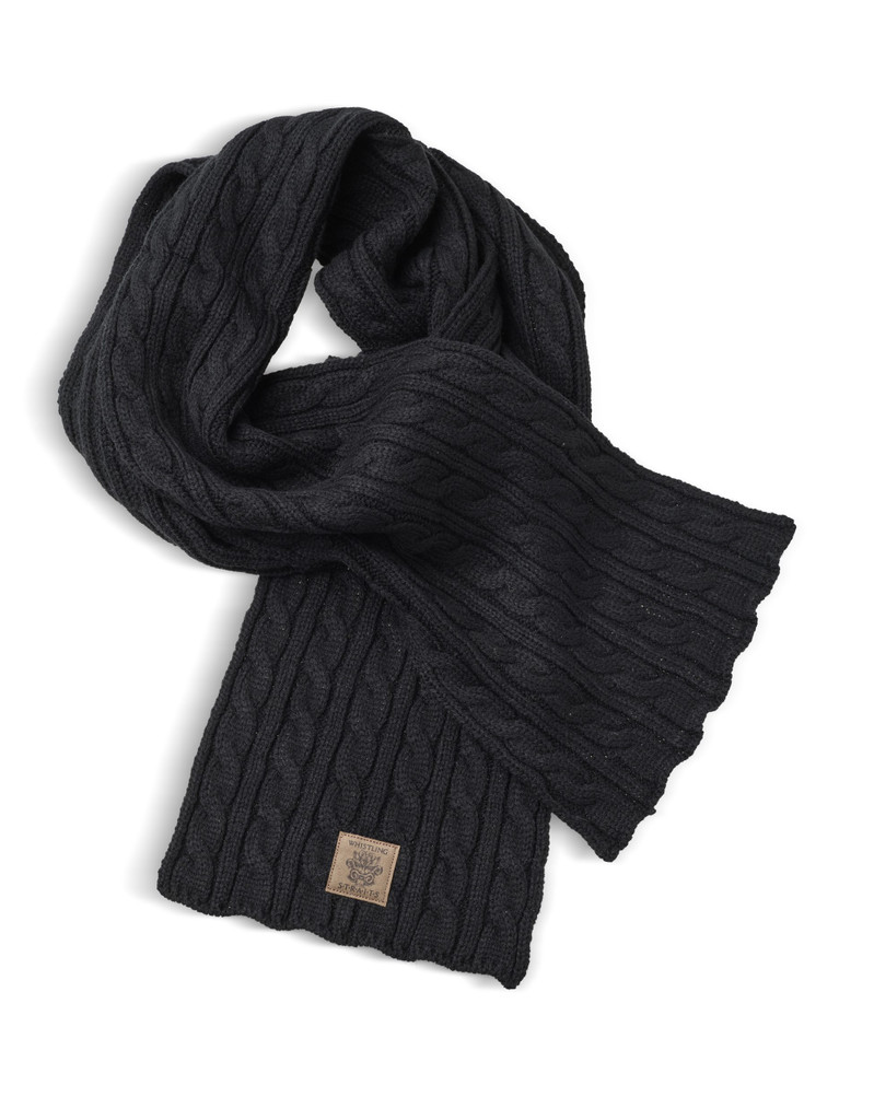 WOMEN' S AHEAD CABLE KNIT SCARF. WHISTLING STRAITS LOGO EXCLUSIVELY. THREE COLOR OPTIONS.