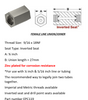 FEMALE BRAKE LINE UNION / JOINER - 9/16" x 18, Inverted Flare